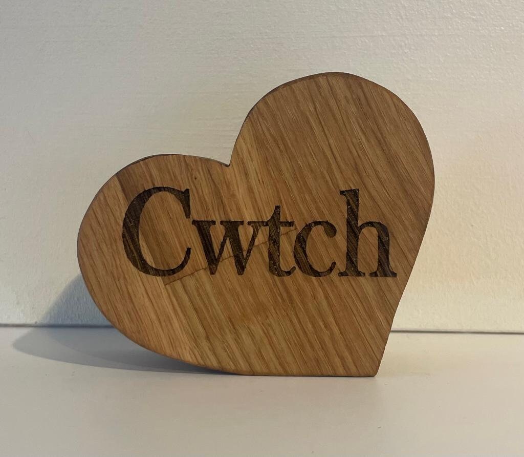 Handmade Oak Home Hearts Decoration.