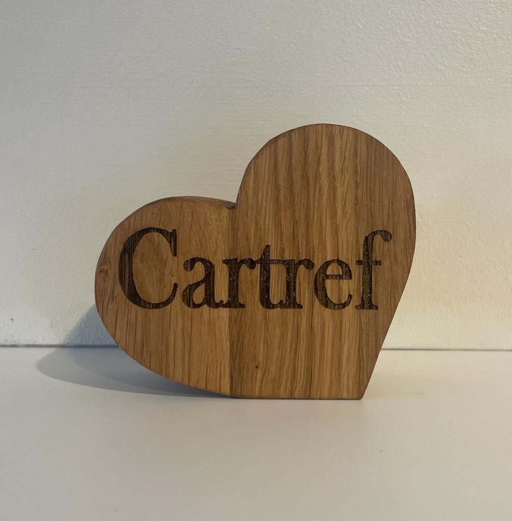 Handmade Oak Home Hearts Decoration.