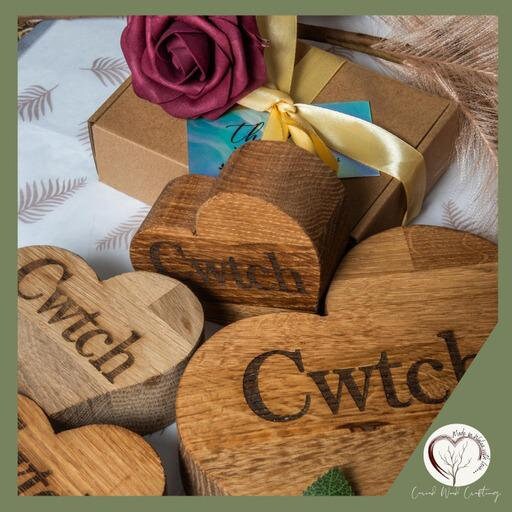 Handmade Oak Home Hearts Decoration.