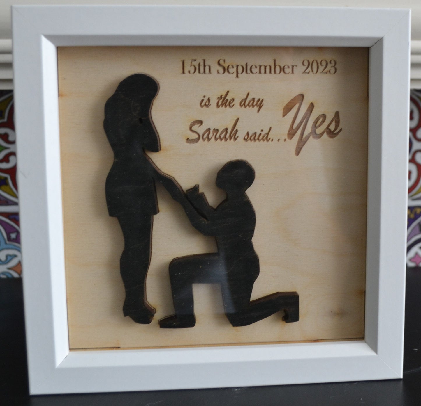 Engagement layered effect picture, personalised celebration gift