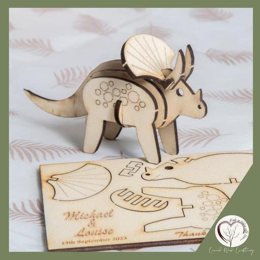 wedding favours, gifts, children, laser cut, personalised, dinosaur wedding favours, 3d dinosaur for kids