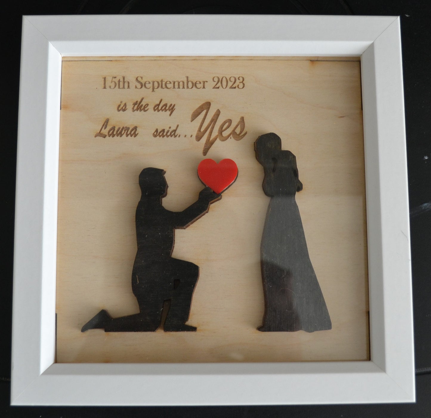 Engagement layered effect picture, personalised celebration gift