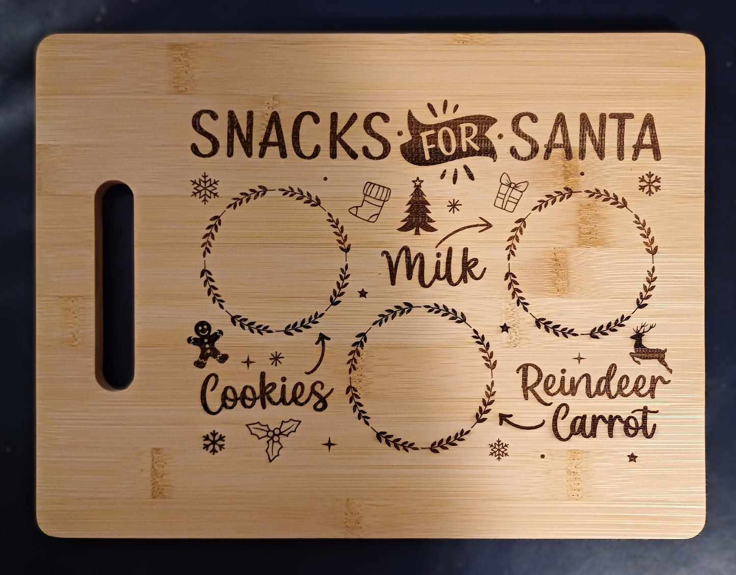 Personalised santa treats board, personalised serving board, tray for santa snack