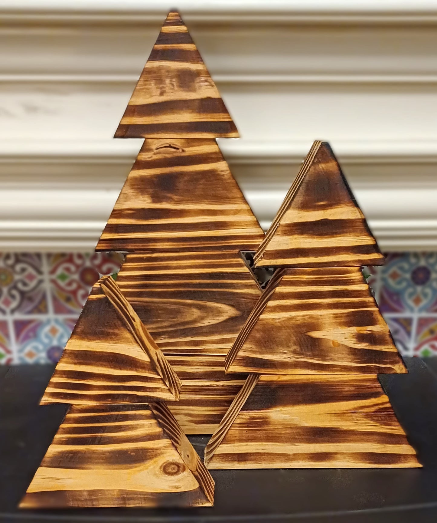 Handmade Wooden Christmas Tree Set