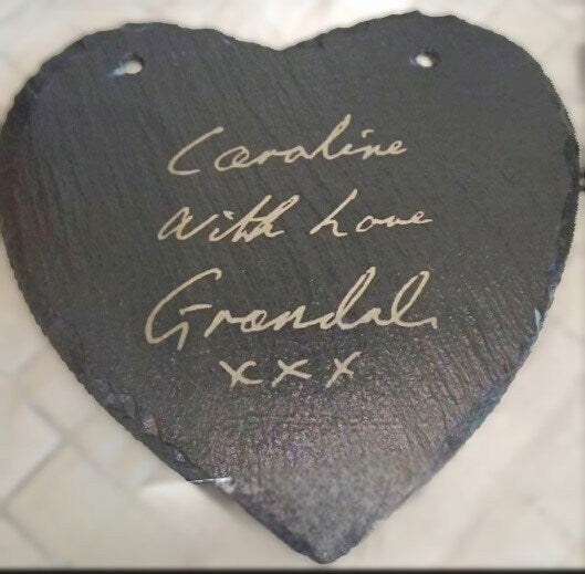 memorial hanging slate, personalised hanging slate, loved ones memory slate