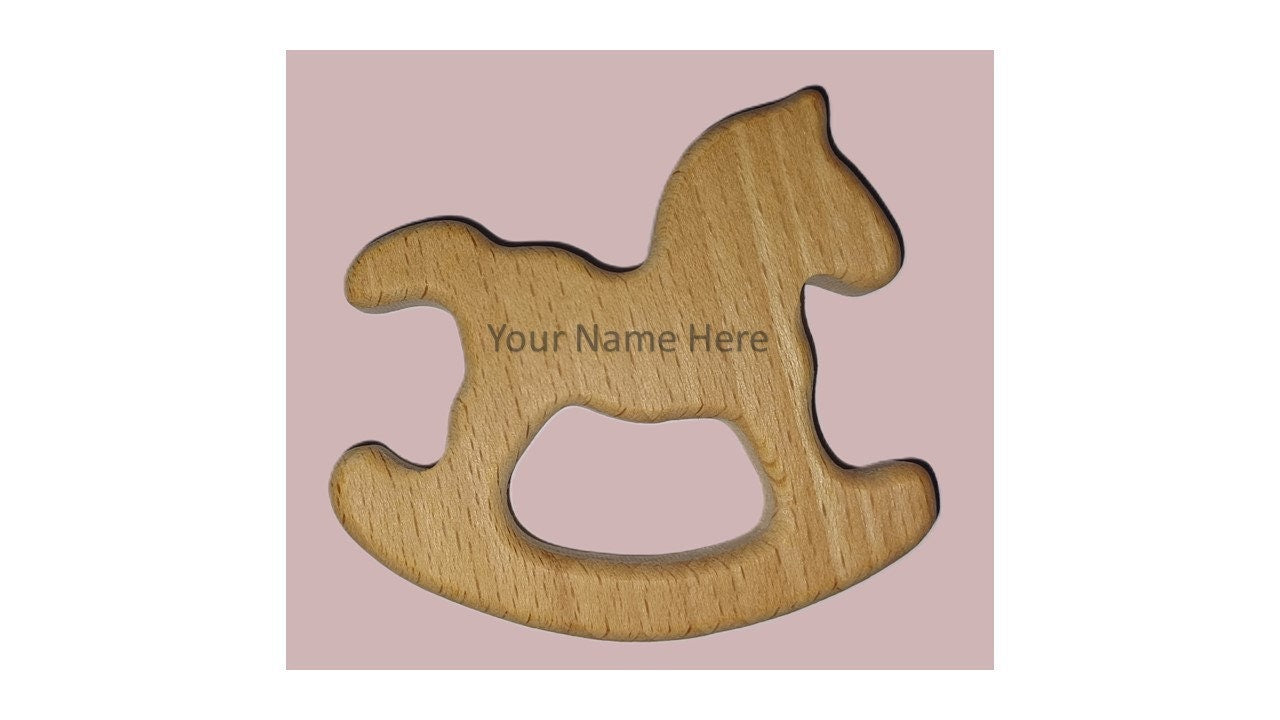 Wooden Natural Organic montessori personalised teething sensory rings