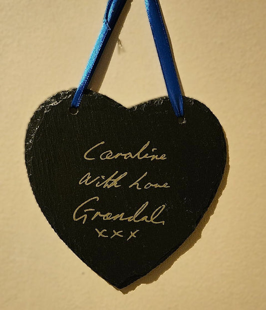 memorial hanging slate, personalised hanging slate, loved ones memory slate