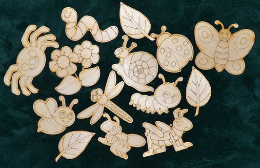 Insects craft shapes, insects, mixed set of craft shapes, wooden craft shapes, laser cut craft shapes