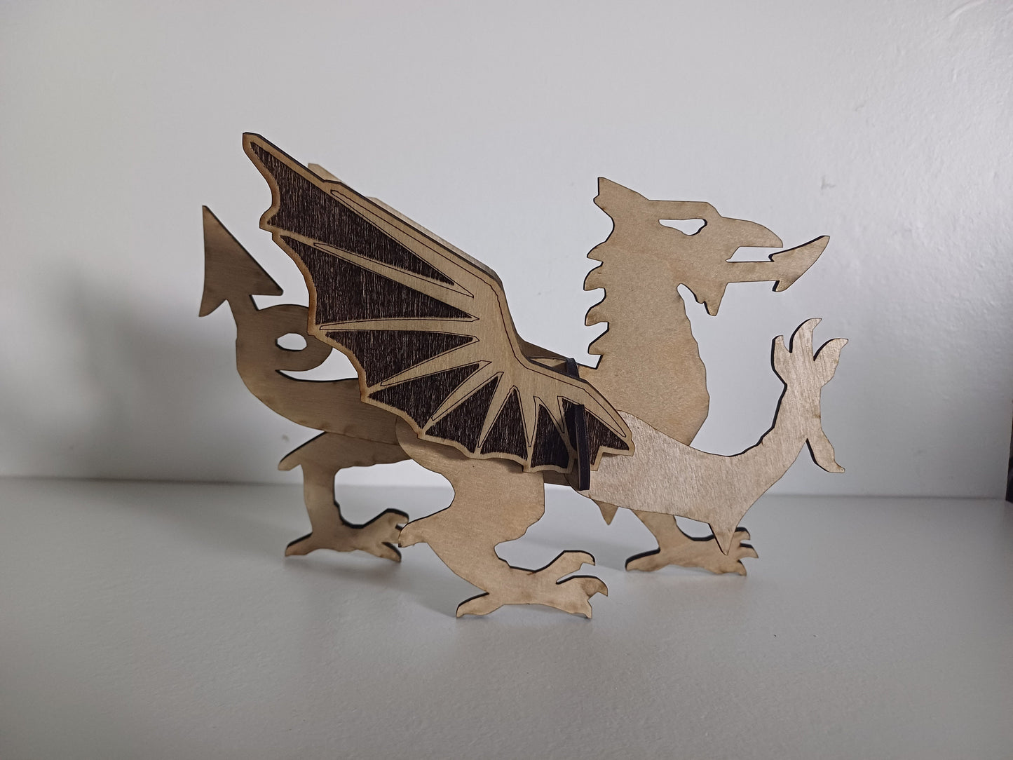 3D Welsh dragon, 3d puzzle welsh dragon, wales, dragon, wooden welsh dragon, wooden dragon, craft dragon, st davids,