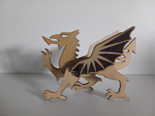 3D Welsh dragon, 3d puzzle welsh dragon, wales, dragon, wooden welsh dragon, wooden dragon, craft dragon, st davids,