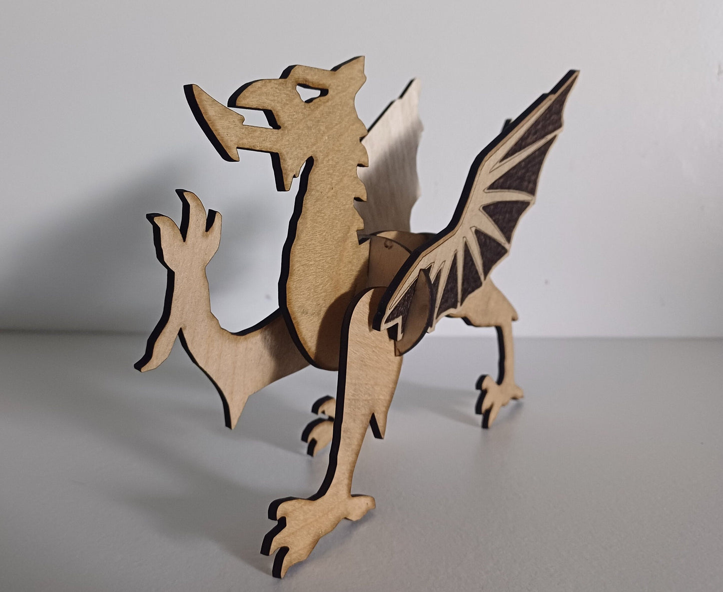 3D Welsh dragon, 3d puzzle welsh dragon, wales, dragon, wooden welsh dragon, wooden dragon, craft dragon, st davids,