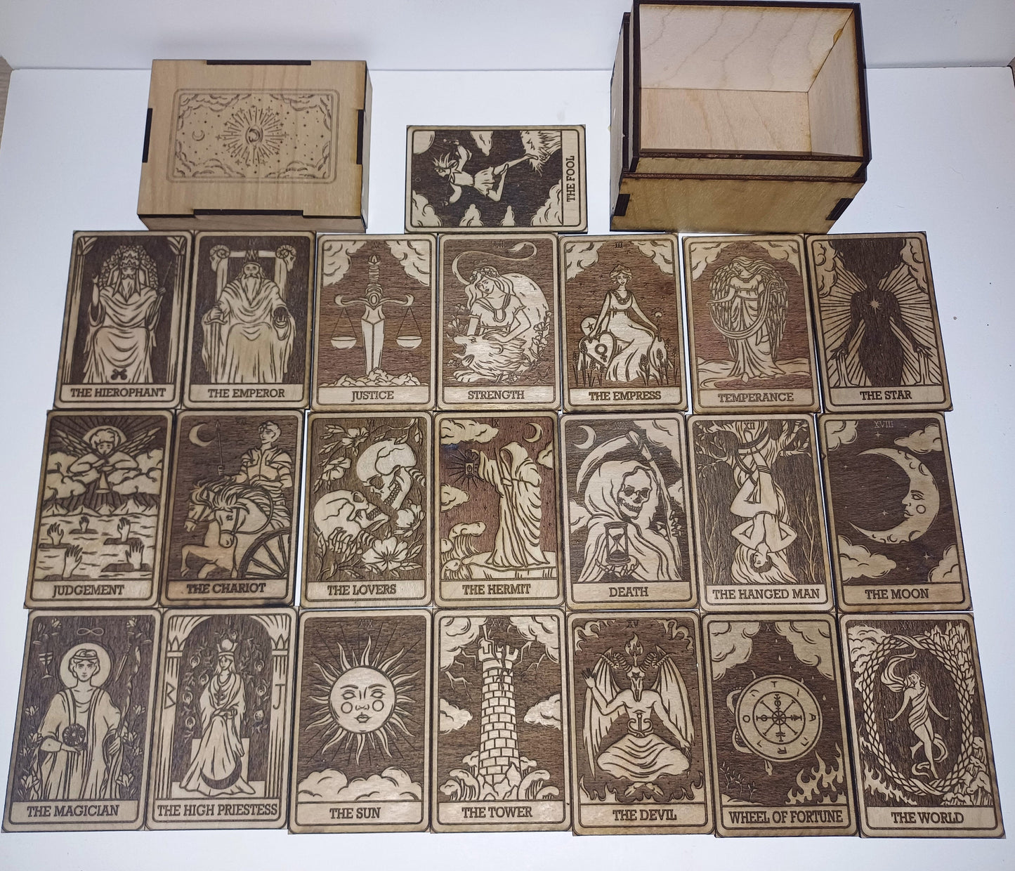 22 Wooden Major Arcana  -- tarot, wooden tarot, cards, wicca, wiccan, paganism, pagan, witch, witchcraft, divination, reading