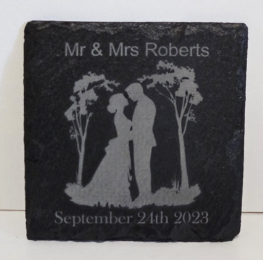 Personalised wedding gift, anniversary gift, engraved slate gift, wedding memory, personalised slate gift