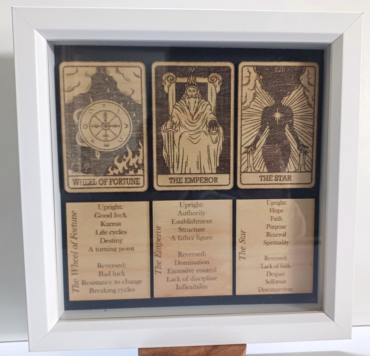 Framed Tarot cards, tarot cards gift set, picture frame tarot, tarot with meanings, wooden tarot