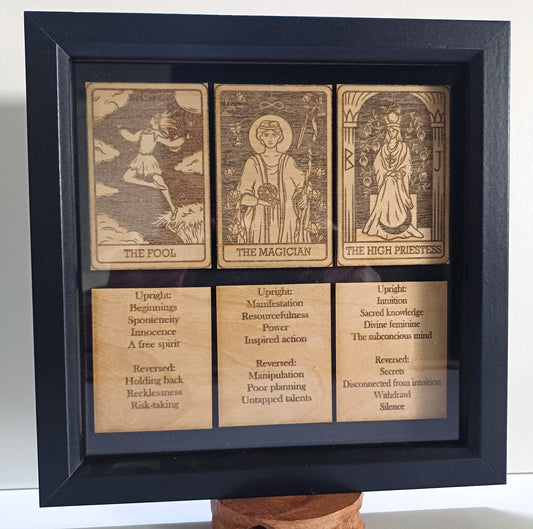 Framed Tarot cards, tarot cards gift set, picture frame tarot, tarot with meanings, wooden tarot