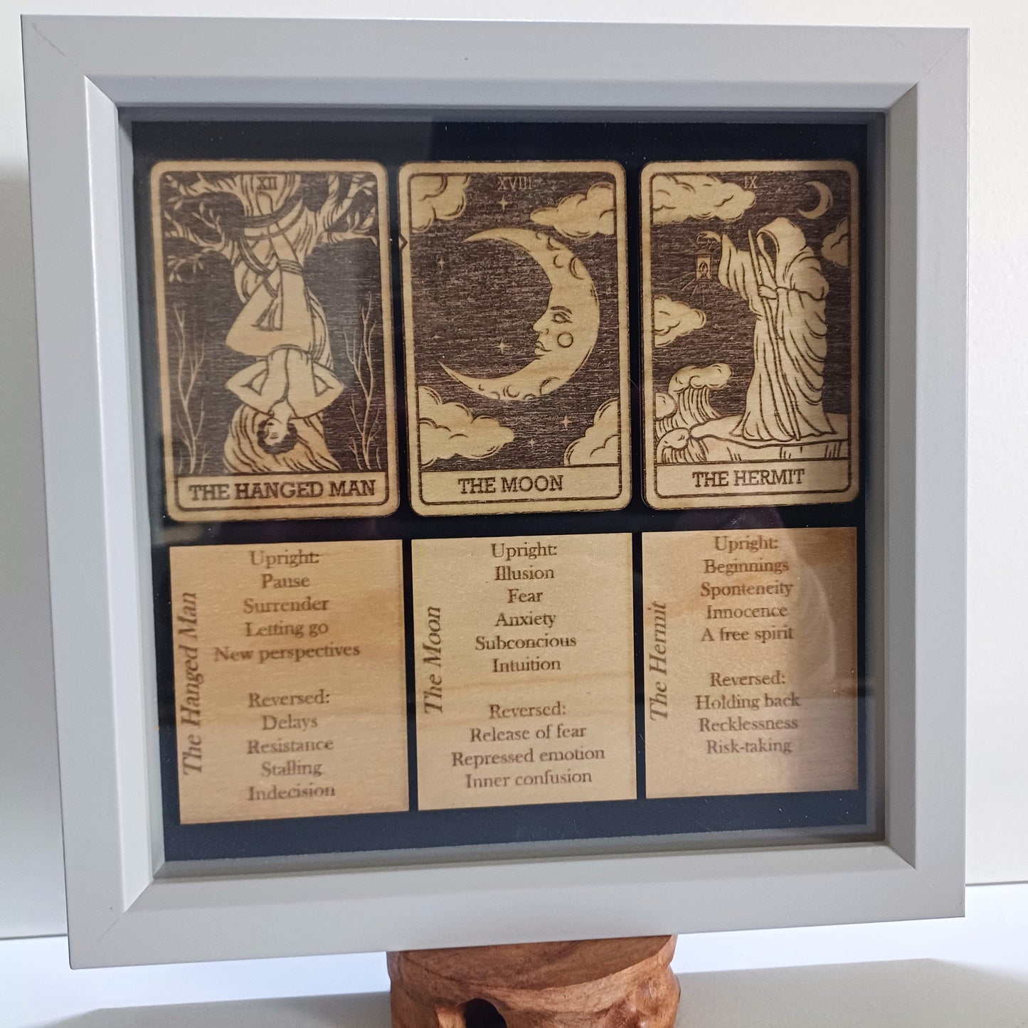 Framed Tarot cards, tarot cards gift set, picture frame tarot, tarot with meanings, wooden tarot