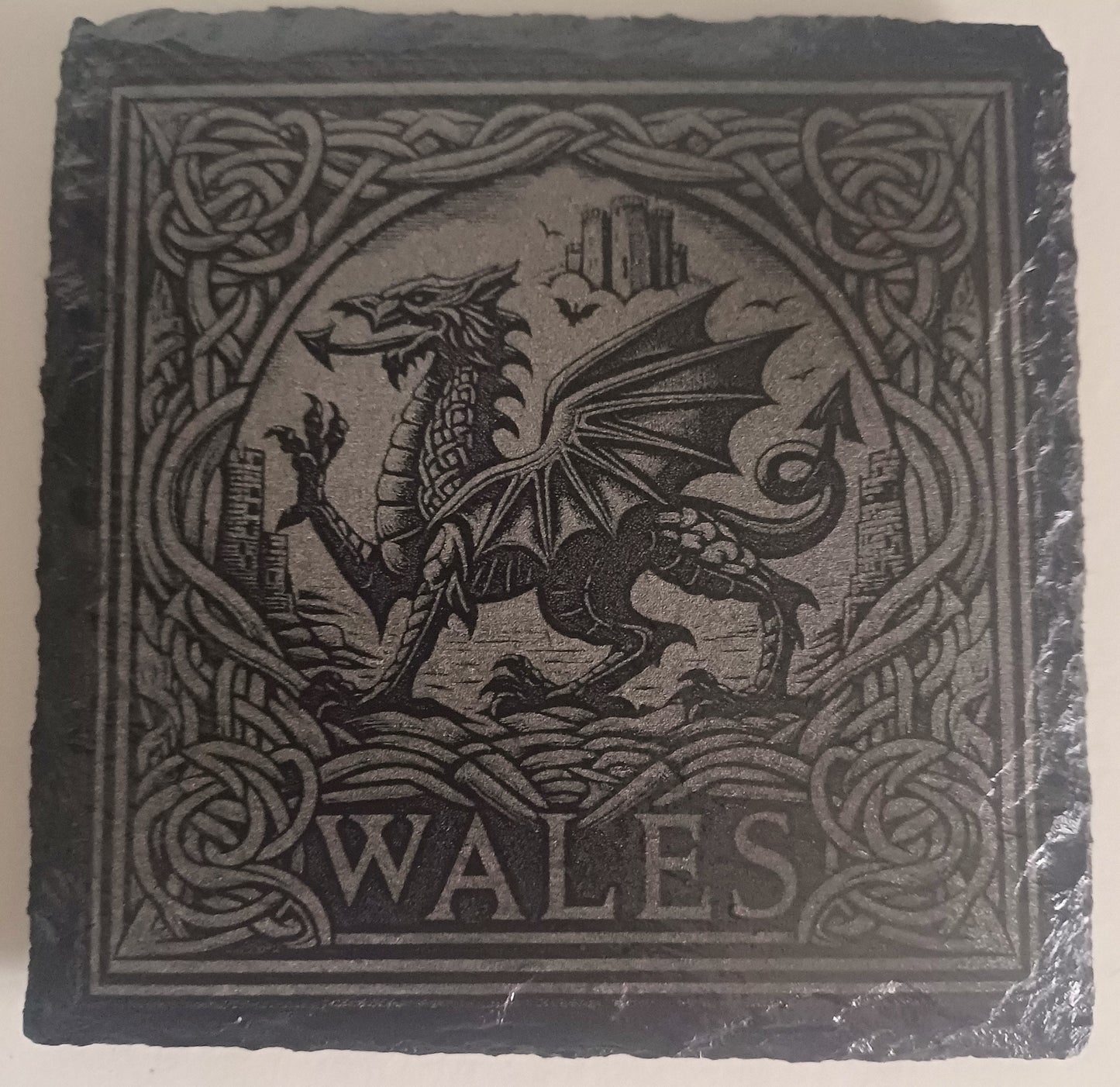 slate coasters, welsh dragon slate coasters, decorative coasters