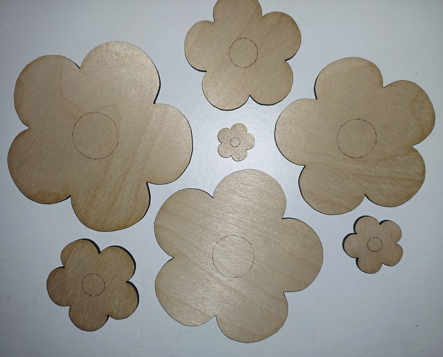 10 x wooden flower craft shapes, wooden craft shapes, wooden flower shapes