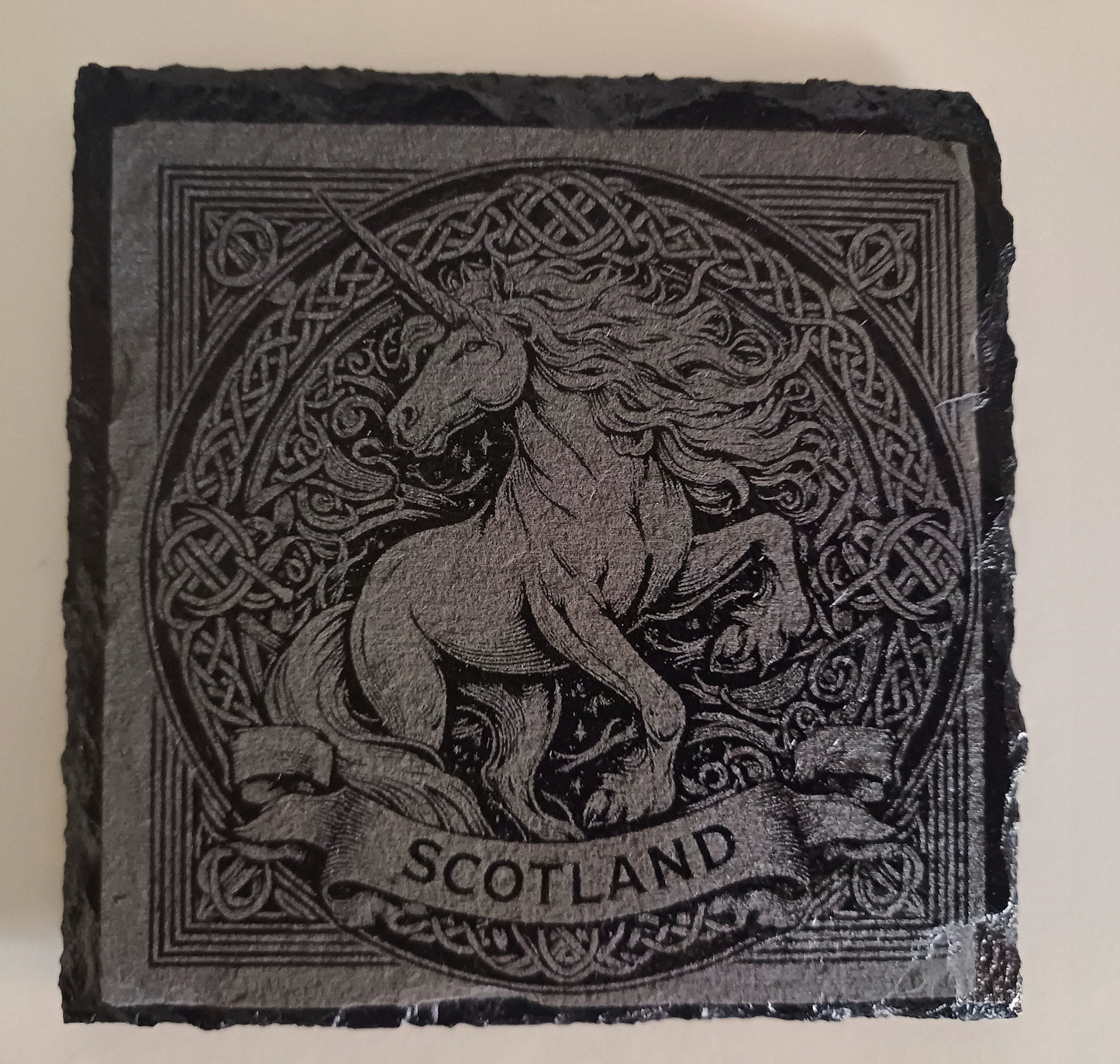 Scottish themed slate coasters, unicorn coasters, slate coasters, decorative coasters, Scottish national animal, set of coasters, Scotland