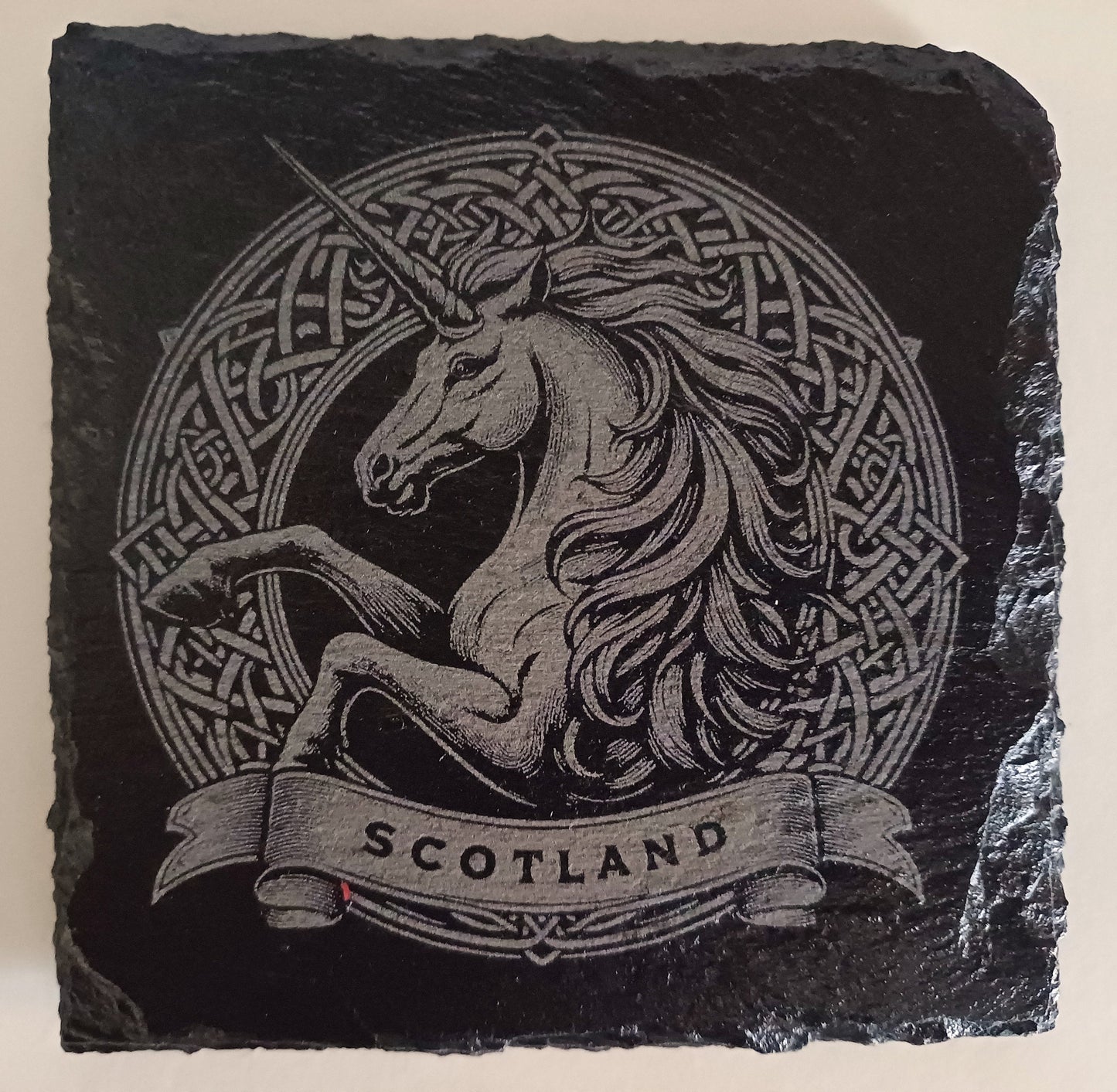 Scottish themed slate coasters, unicorn coasters, slate coasters, decorative coasters, Scottish national animal, set of coasters, Scotland