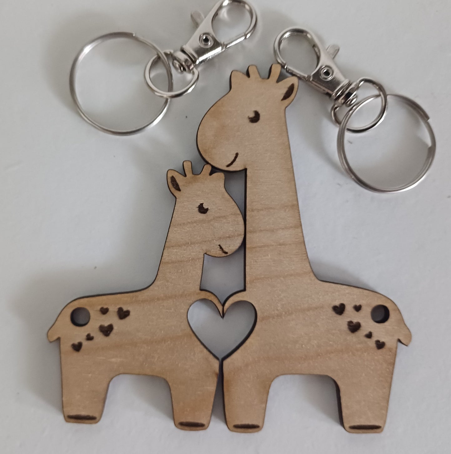 Animal couple keyring pair wooden matching keyrings personalised