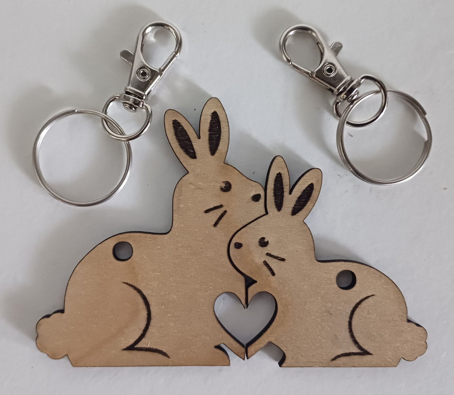 Animal couple keyring pair wooden matching keyrings personalised