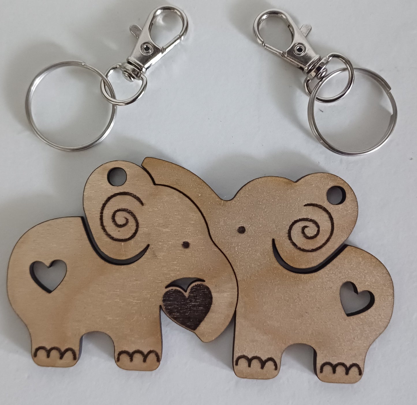 Animal couple keyring pair wooden matching keyrings personalised