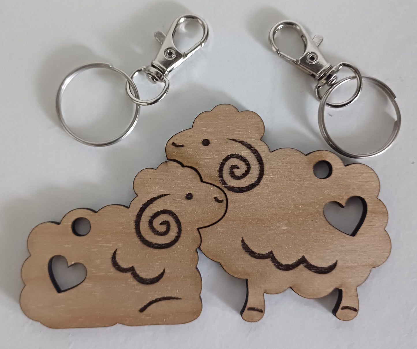 Animal couple keyring pair wooden matching keyrings personalised