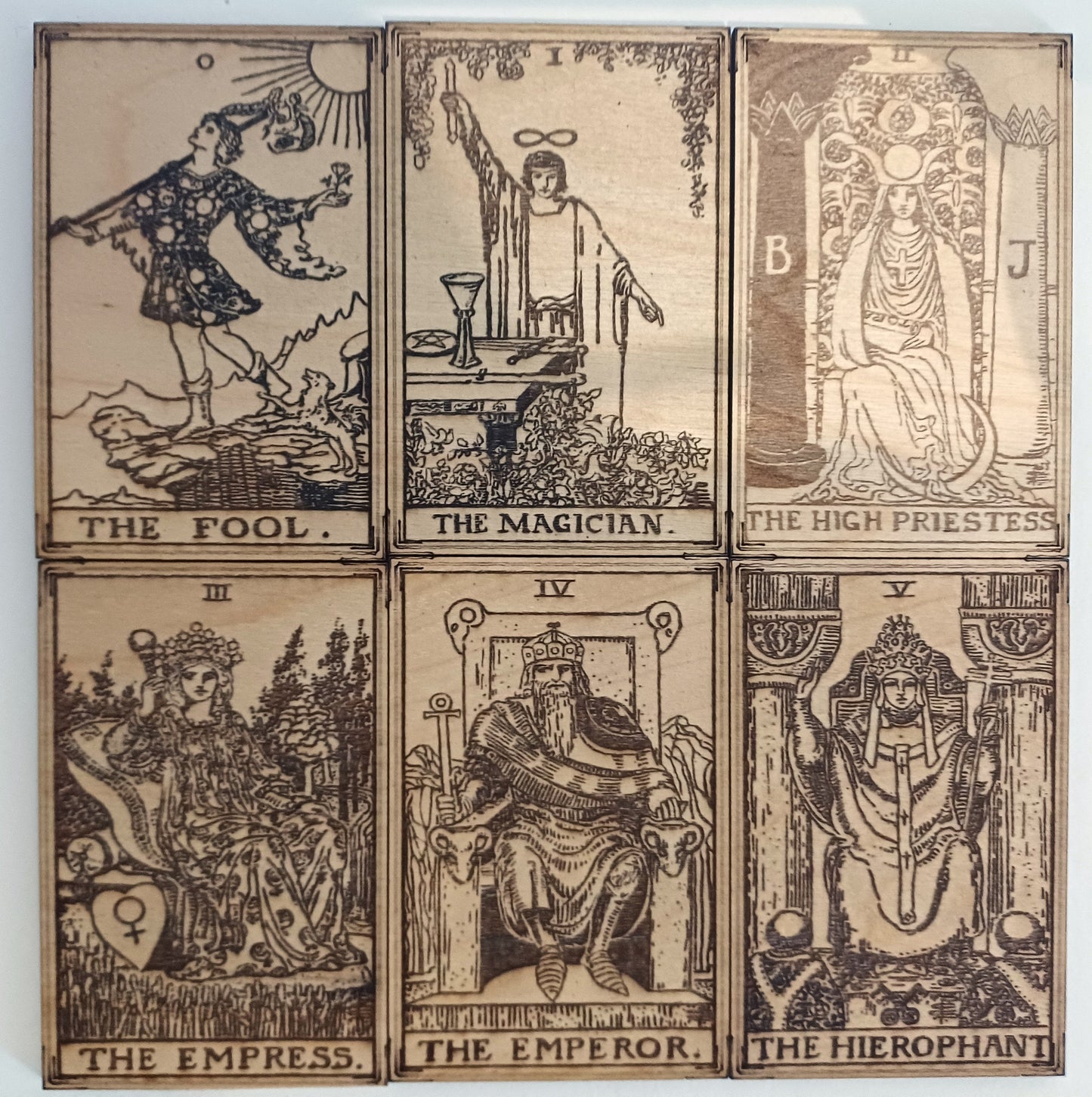 Rider Waite major arcana Tarot cards laser engraved wooden custom engraved personalised