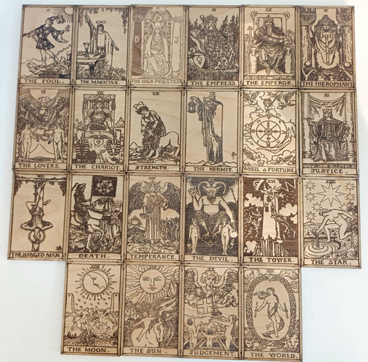 Rider Waite major arcana Tarot cards laser engraved wooden custom engraved personalised