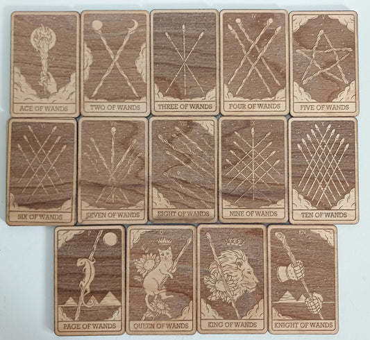 Tarot cards Minor Arcana Wands suit laser engraved spirituality divination witchcraft