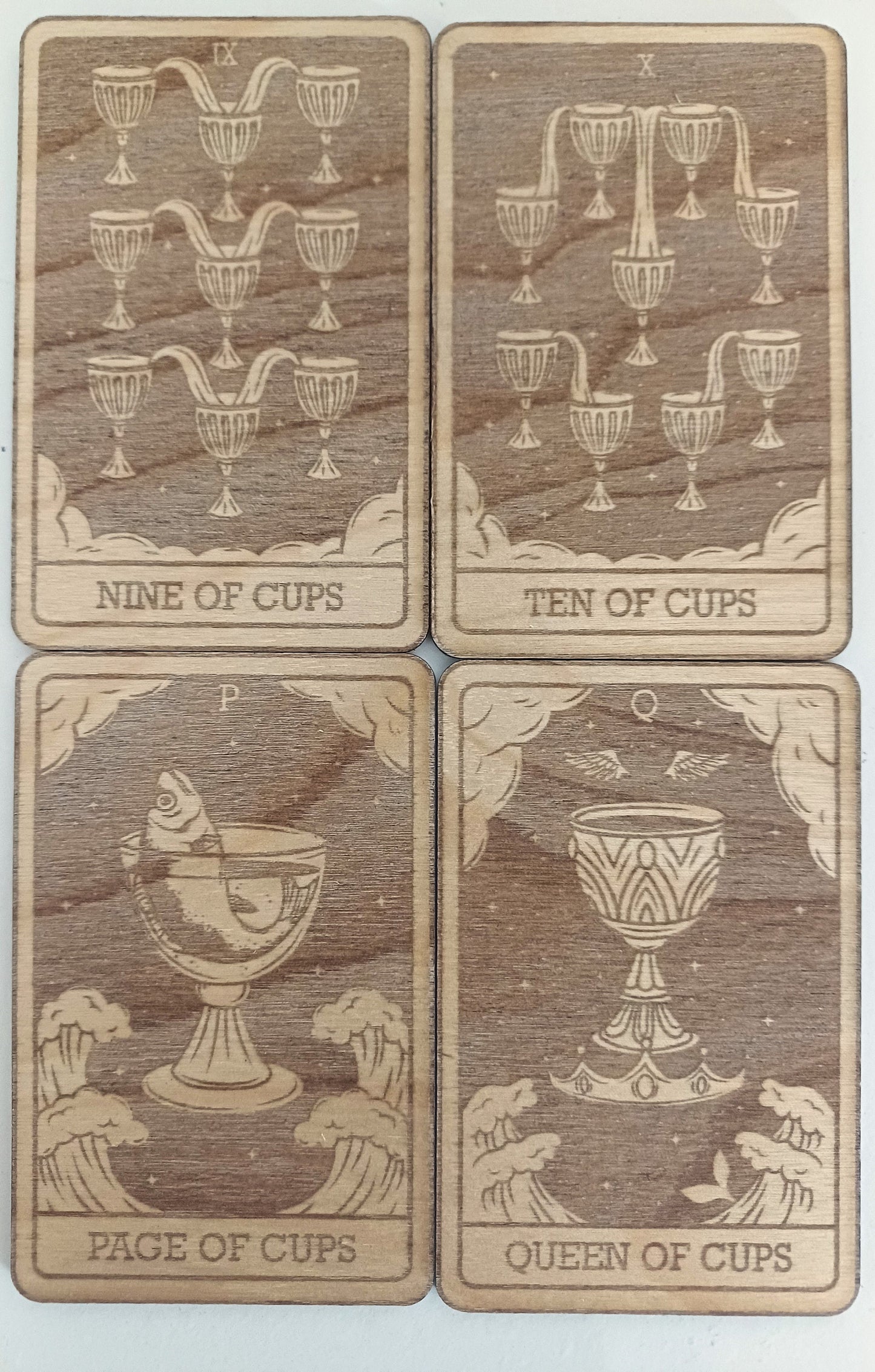 Tarot Minor Arcana Cups suit laser engraved spirituality divination witchcraft