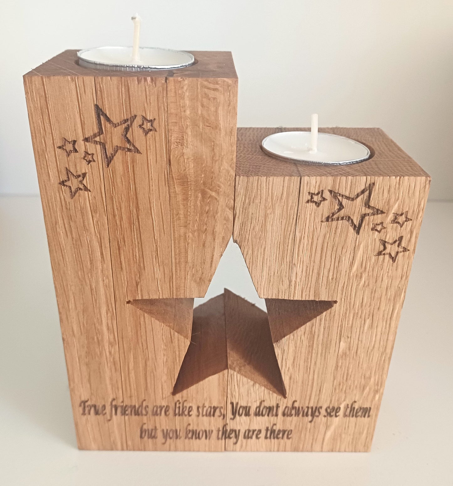 Oak star candle holder, tealight holder, gift, friends, wedding, personalised, celebration