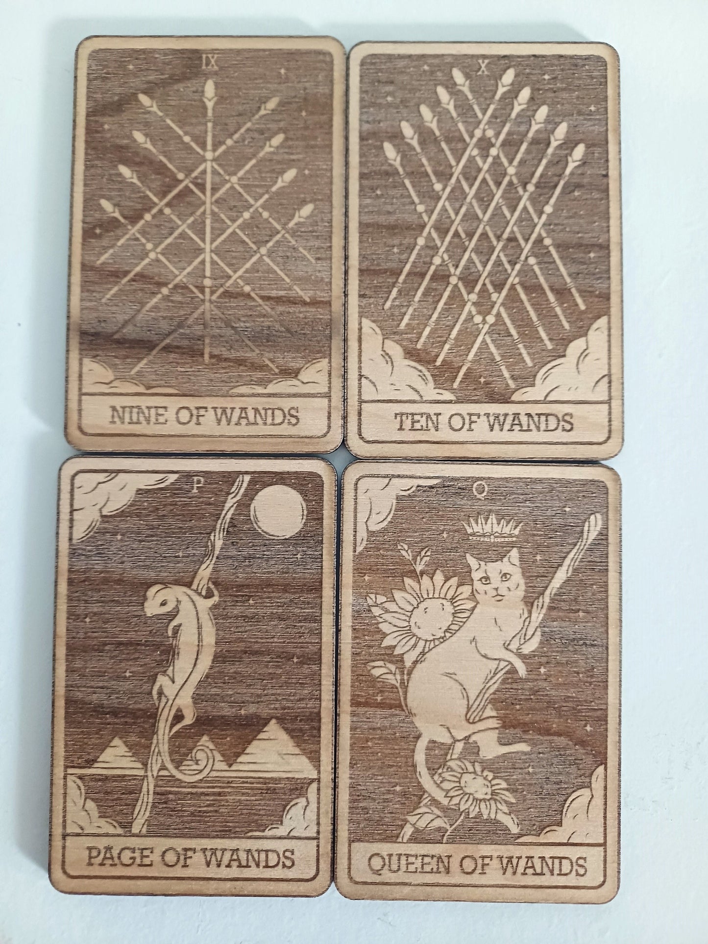 Tarot cards Minor Arcana Wands suit laser engraved spirituality divination witchcraft