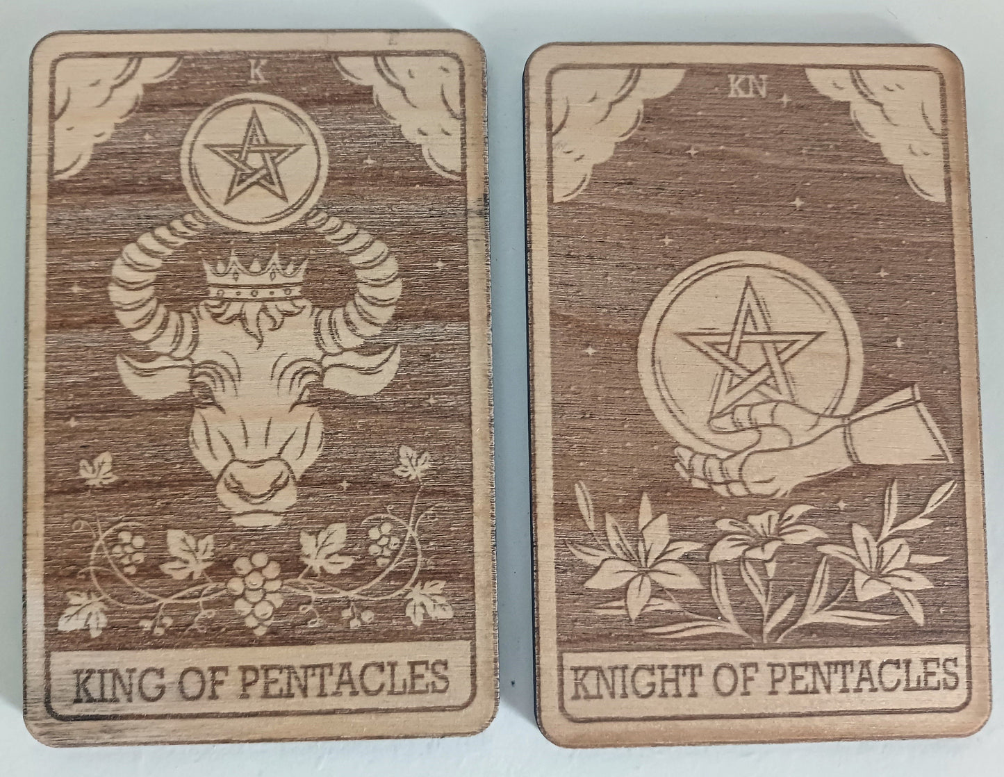 Tarot cards Minor Arcana Pentangles suit laser engraved spirtiuality divination witchcraft