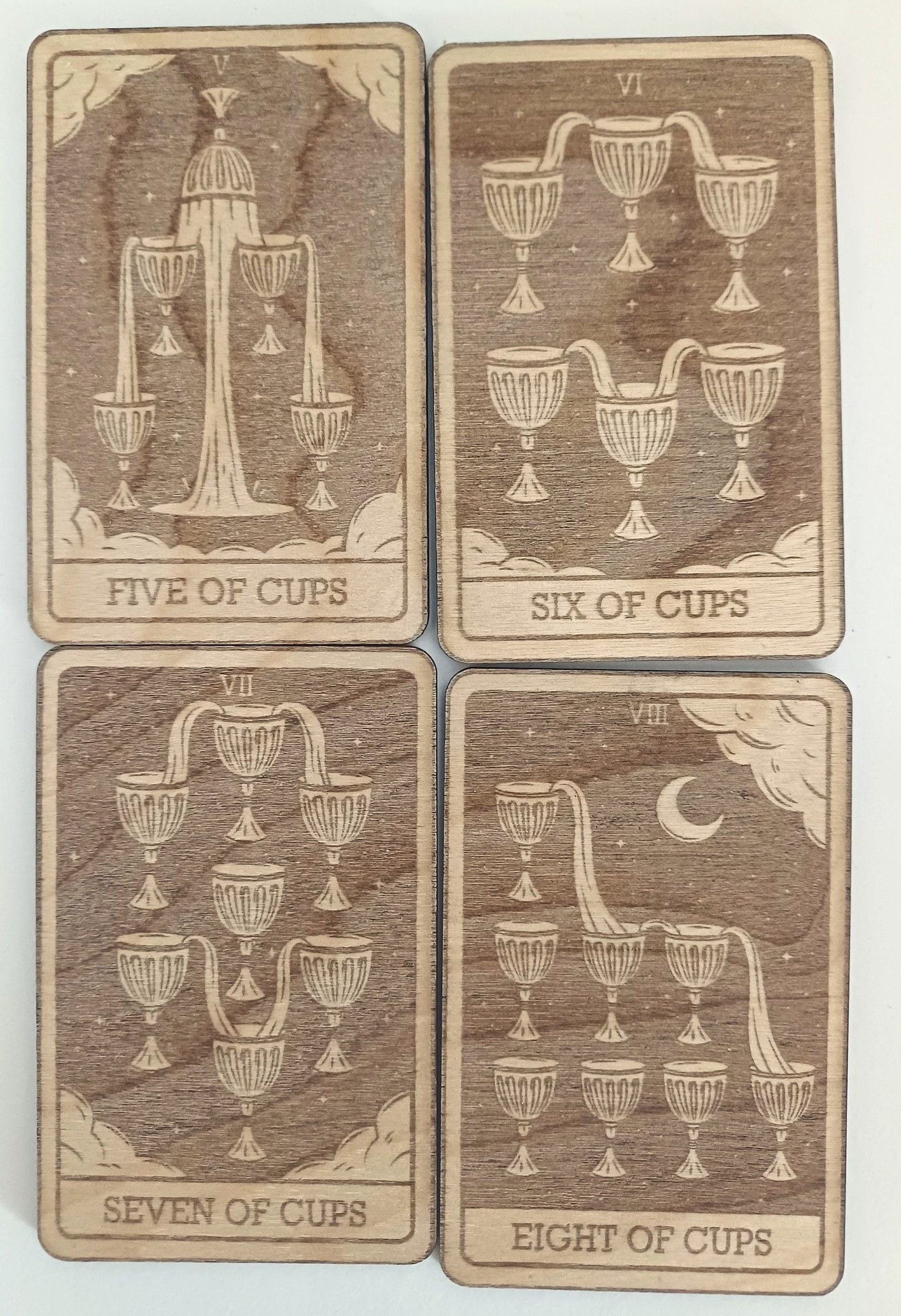 Tarot Minor Arcana Cups suit laser engraved spirituality divination witchcraft