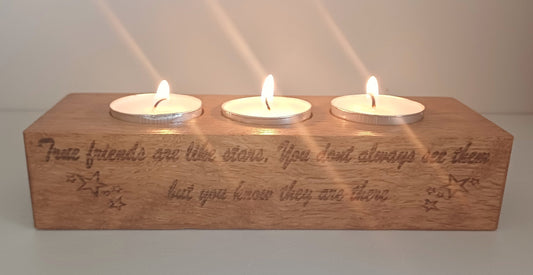 Handmade Oak triple tealight candle holder