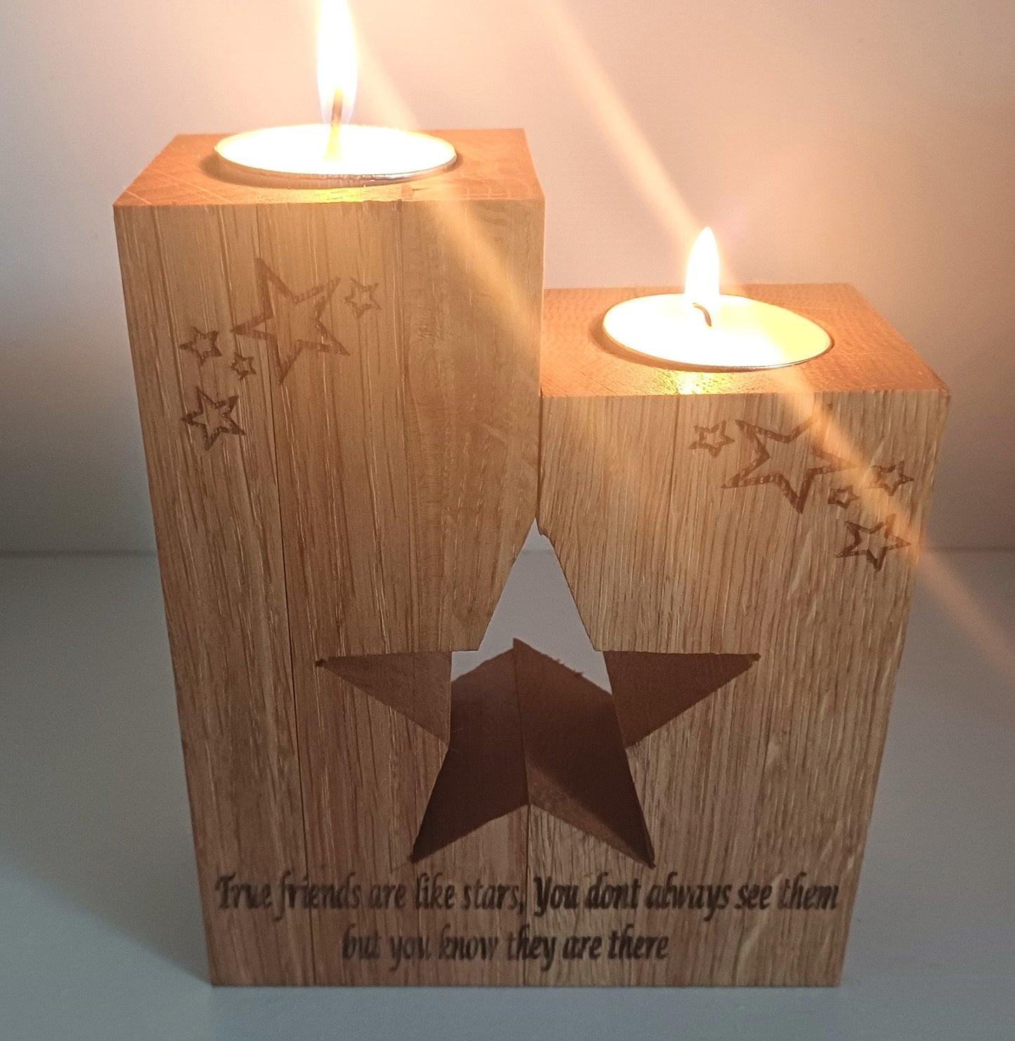 Oak star candle holder, tealight holder, gift, friends, wedding, personalised, celebration