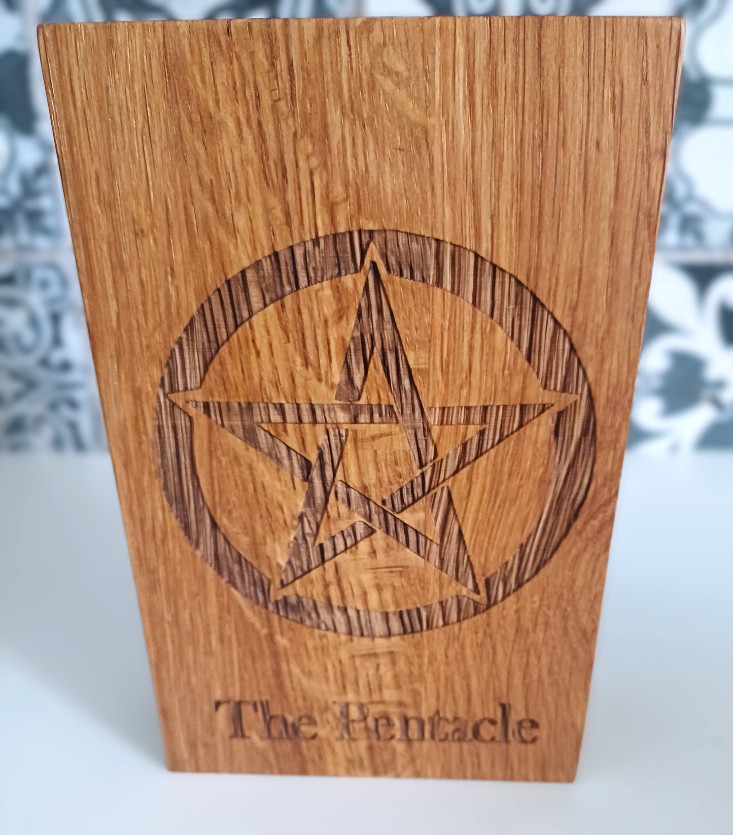 Witches symbol, protection symbols, home decor, pagan, wiccan, solid Oak, personalised, engraved