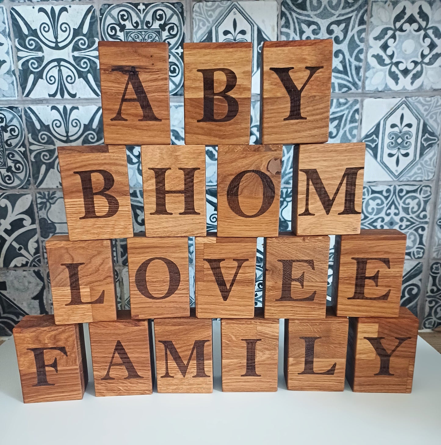 Oak letters, personalised messages, wooden gift, home decor, laser engraved