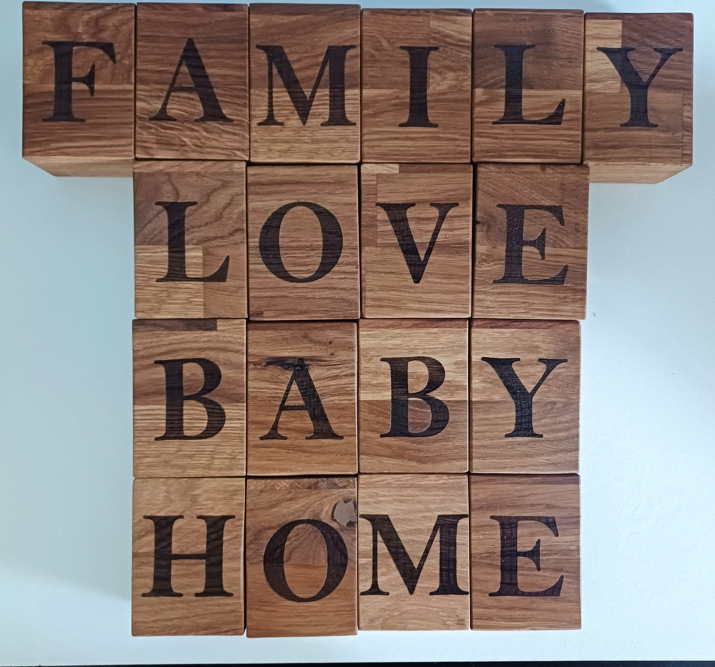 Oak letters, personalised messages, wooden gift, home decor, laser engraved