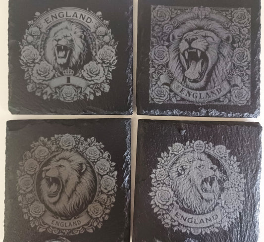 England themed slate coasters, Lion coasters, slate coasters, decorative coasters, English national animal, set of coasters, England