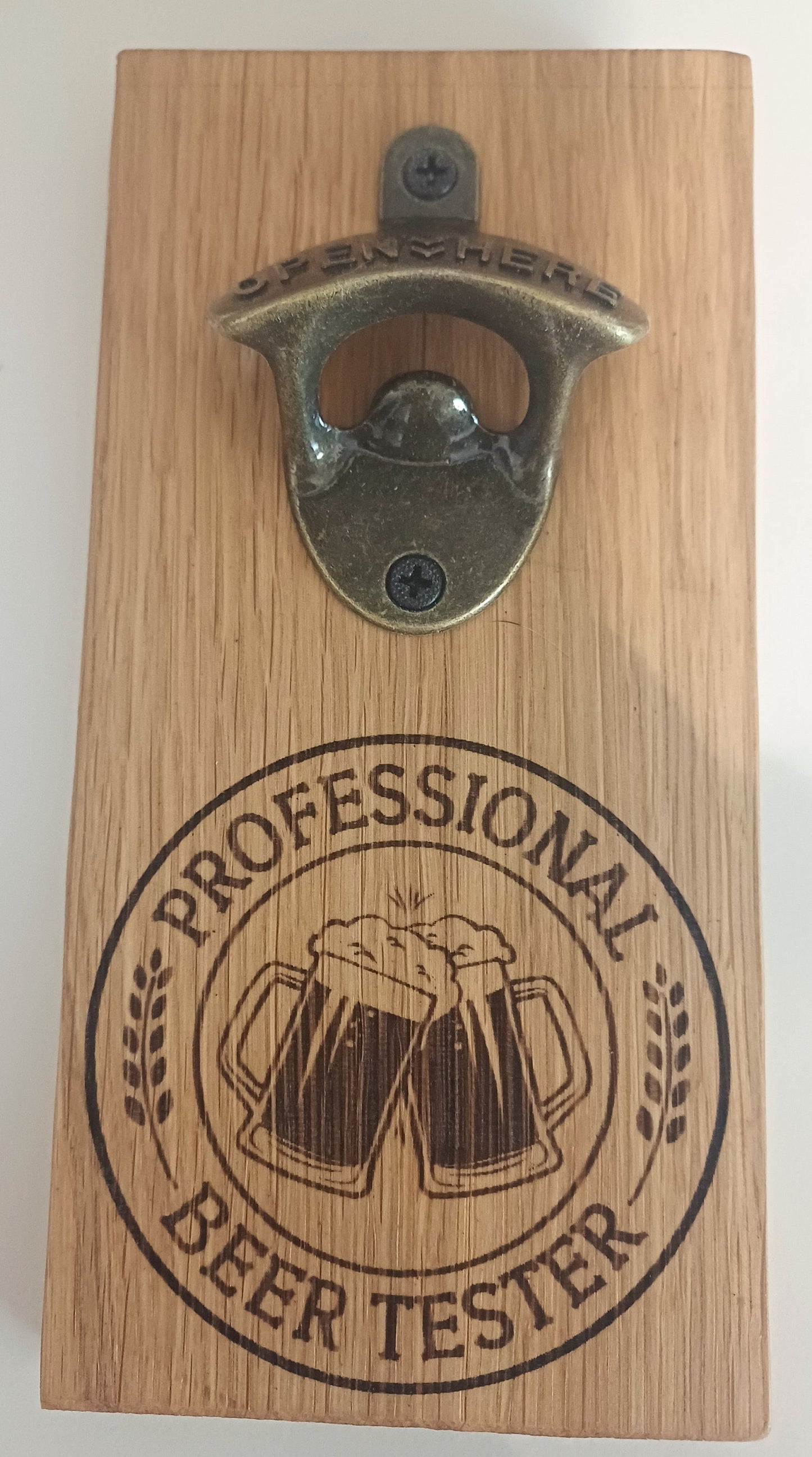 Solid oak beer bottle opener, wall decor, bottle opener sign, personalised, man cave gift, wooden wall hanging