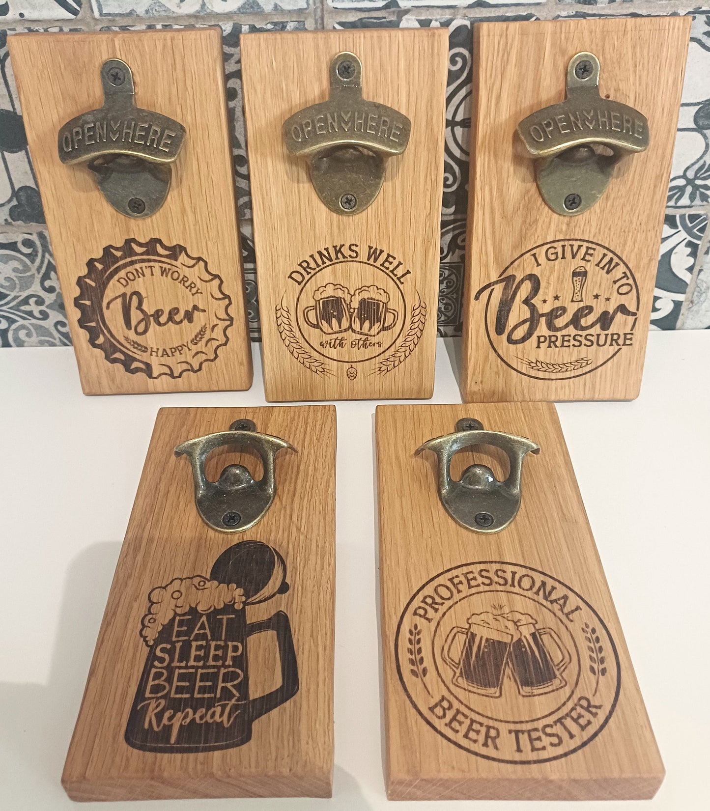 Solid oak beer bottle opener, wall decor, bottle opener sign, personalised, man cave gift, wooden wall hanging