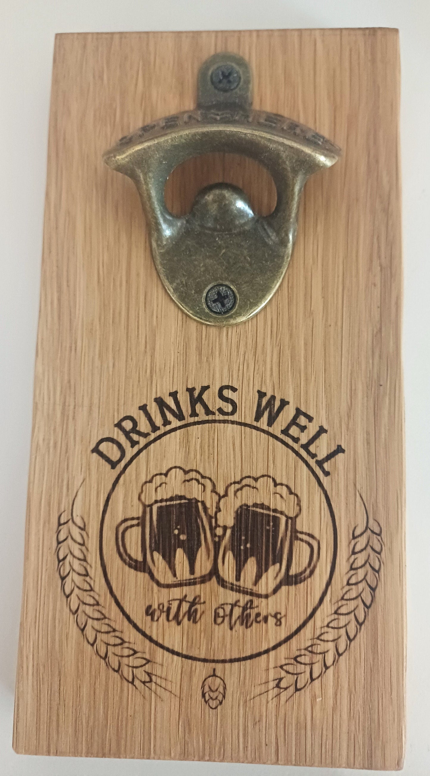 Solid oak beer bottle opener, wall decor, bottle opener sign, personalised, man cave gift, wooden wall hanging