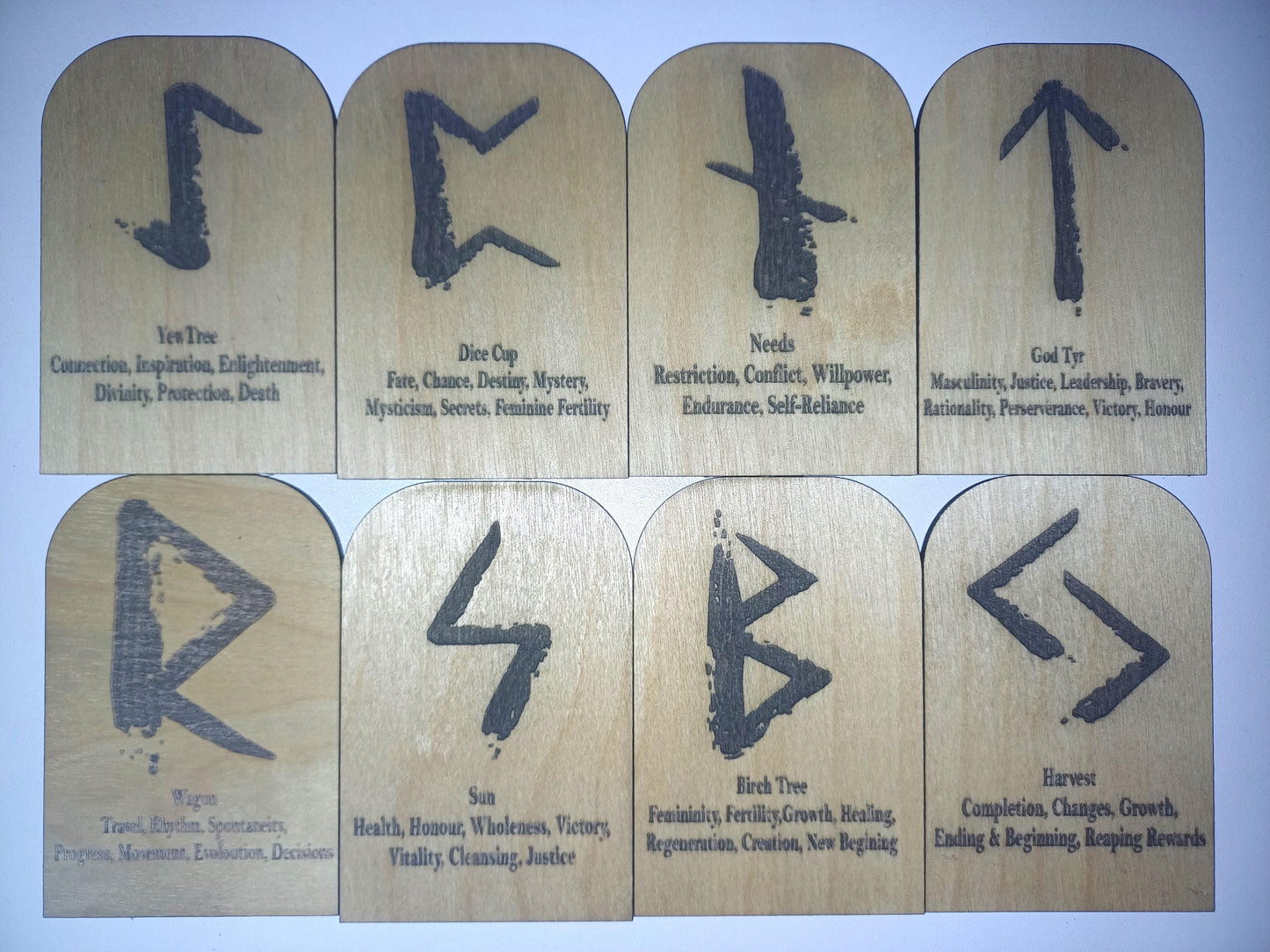 Elder Futhark Runes cards, plywood engraved runes cards, wooden runes, Elder Futhark