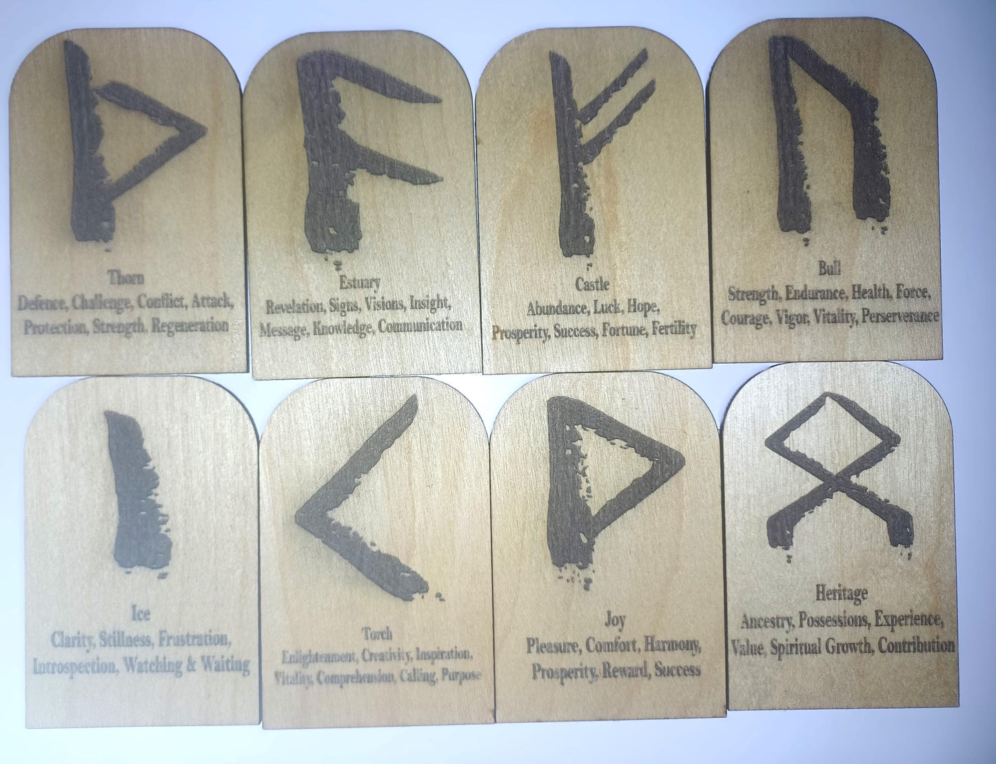 Elder Futhark Runes cards, plywood engraved runes cards, wooden runes, Elder Futhark